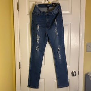 Light wash distressed jeans
